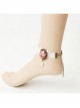 Retro Fashion Pink Rose Flower White Lace Flower Pearl Personality Handmade Creative Female Anklet