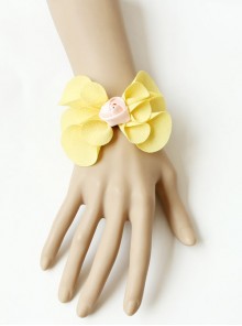 Fashion Yellow Bow Bride Pink Rose Flower Retro Female Bracelet