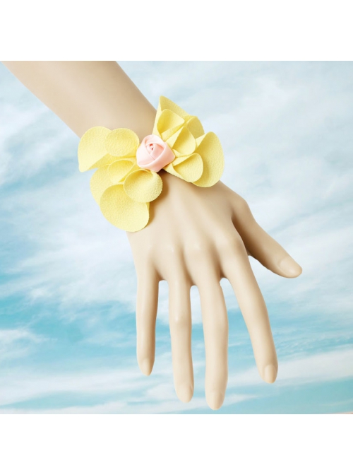 Fashion Yellow Bow Bride Pink Rose Flower Retro Female Bracelet