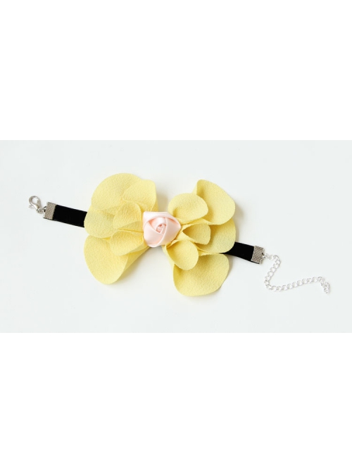 Fashion Yellow Bow Bride Pink Rose Flower Retro Female Bracelet