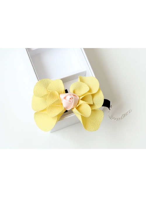Fashion Yellow Bow Bride Pink Rose Flower Retro Female Bracelet