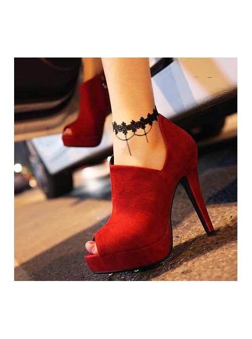 Fashion Personality Simple Gothic Black Lace Flower Tassel Female Anklet