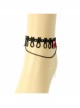 Gothic Fashion Retro Personality Black Lace Flower Tassel Ruby Female Anklet