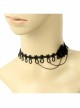 Fashion Retro Gothic Personality Black Lace Flower Tassel Female Choker