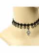 Retro Gothic Personality Cross Black Lace Flower Halloween Female Choker