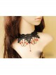 Vampire Gothic Retro Fashion Black Lace Tassel Red Crystal Female Choker