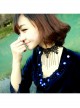 Retro Gothic Fashion Personality Black Lace Flower Tassel Female Choker
