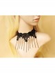 Retro Gothic Fashion Personality Black Lace Flower Tassel Female Choker