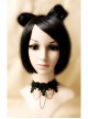 Fashion Personality Gothic Black Lace Flower Tassel Retro Female Short Necklace