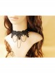 Fashion Personality Gothic Black Lace Flower Tassel Retro Female Short Necklace