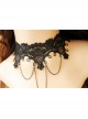 Fashion Personality Gothic Black Lace Flower Tassel Retro Female Short Necklace