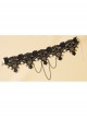 Fashion Personality Gothic Black Lace Flower Tassel Retro Female Short Necklace