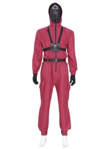TV Drama Squid Game Soldiers Red One-piece Garment Halloween Cosplay Costume Full Set Without Mask