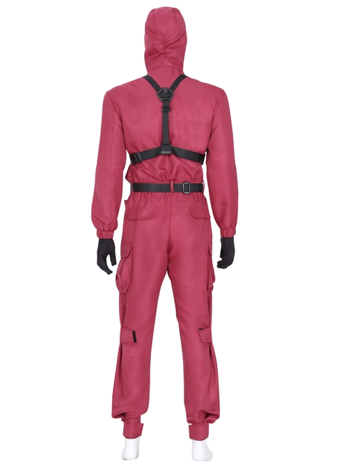 TV Drama Squid Game Soldiers Red One-piece Garment Halloween Cosplay Costume Full Set Without Mask
