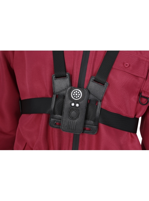 TV Drama Squid Game Soldiers Red One-piece Garment Halloween Cosplay Costume Full Set Without Mask