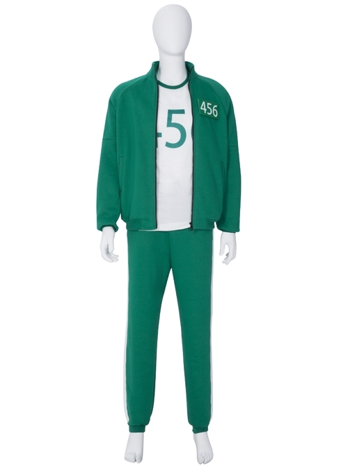 TV Drama Squid Game Contestant 456 Green Prisoner's Garb Halloween Cosplay Costume Full Set