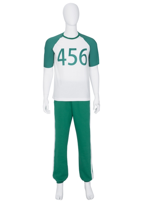 TV Drama Squid Game Contestant 456 Green Prisoner's Garb Halloween Cosplay Costume Full Set