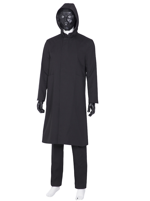 TV Drama Squid Game Black Mask Man Black Suit Halloween Cosplay Costume Full Set Without Mask