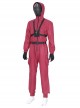 TV Drama Squid Game Triangle Mask Soldiers Halloween Cosplay Costume Red One-piece Garment