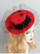 Black Web Yarn Spider Rose Flower Halloween Makeup Party Creative Vampire Retro Fashion Red Hat