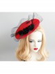 Black Web Yarn Spider Rose Flower Halloween Makeup Party Creative Vampire Retro Fashion Red Hat
