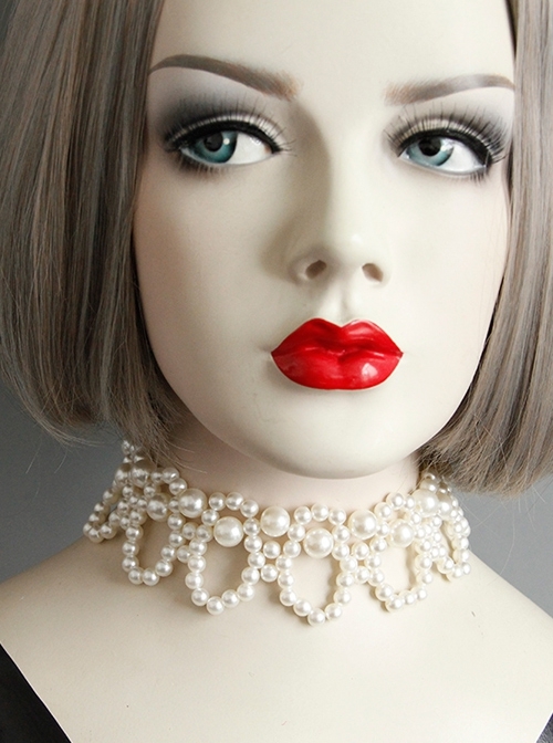 Retro Baroque Fashion Simple White Pearl Female Short Necklace