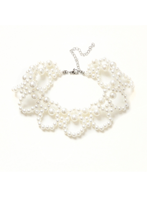 Retro Baroque Fashion Simple White Pearl Female Short Necklace