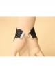 Retro Gothic Fashion Black Lace Flower Tassel Red Crystal Female Bracelet