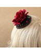 Gothic Fashion Retro Queen Red Rose Flower Gems Golden Lace Female Black Hairpin