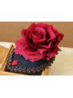 Gothic Fashion Retro Queen Red Rose Flower Gems Golden Lace Female Black Hairpin