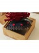 Gothic Fashion Retro Queen Red Rose Flower Gems Golden Lace Female Black Hairpin