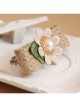 Leisure Golden Lace Flower Green Leaf Pearl Hemp Rope Retro Fashion Female Hairpin