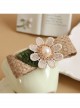 Leisure Golden Lace Flower Green Leaf Pearl Hemp Rope Retro Fashion Female Hairpin