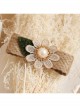 Leisure Golden Lace Flower Green Leaf Pearl Hemp Rope Retro Fashion Female Hairpin