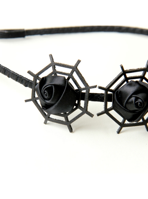 Pop Retro Fashion Halloween Festival Gothic Black Spider Web Rose Flower Girl Female Band
