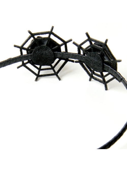 Pop Retro Fashion Halloween Festival Gothic Black Spider Web Rose Flower Girl Female Band