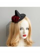 Retro Fashion Gothic Sexy Makeup Party Cocktail Party Prom Female Red Rose Black Net Gauze Witch Hat Hairpin