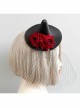 Retro Fashion Gothic Sexy Makeup Party Cocktail Party Prom Female Red Rose Black Net Gauze Witch Hat Hairpin