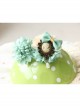 Handmade Retro Fashion Beauty Portrait Blue Bow Flower Pearl Female Hairpin