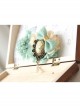 Handmade Retro Fashion Beauty Portrait Blue Bow Flower Pearl Female Hairpin