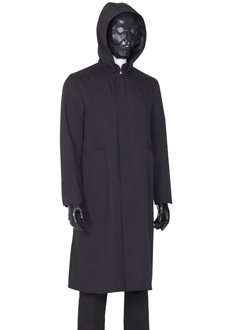 TV Drama Squid Game Black Mask Man Black Suit Halloween Cosplay Costume Black Hooded Long Top