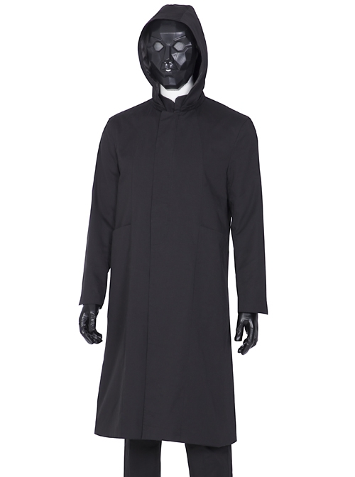 TV Drama Squid Game Black Mask Man Black Suit Halloween Cosplay Costume Black Hooded Long Top