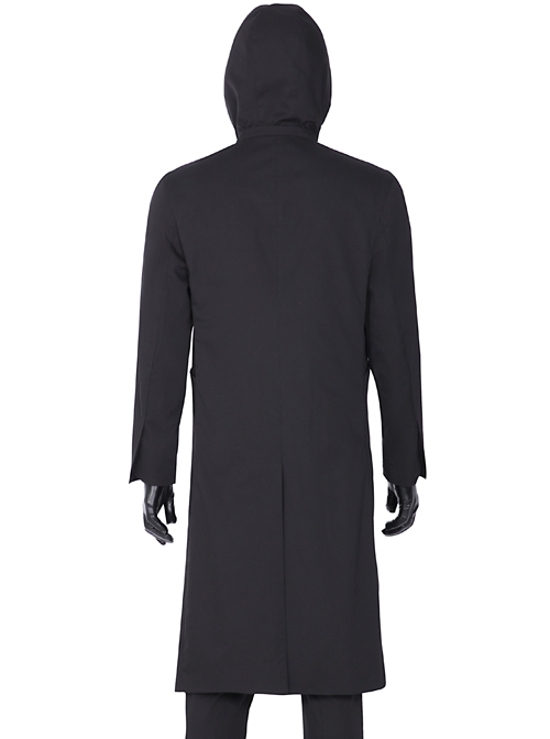 TV Drama Squid Game Black Mask Man Black Suit Halloween Cosplay Costume Black Hooded Long Top