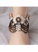 Handmade Retro Fashion Rose Gold Black Flower Tassel Light Pink Lace Female Anklet