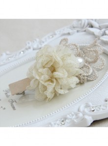 Fashion Cute Sweet White Pearl Golden Lace Female Spring Hairpin