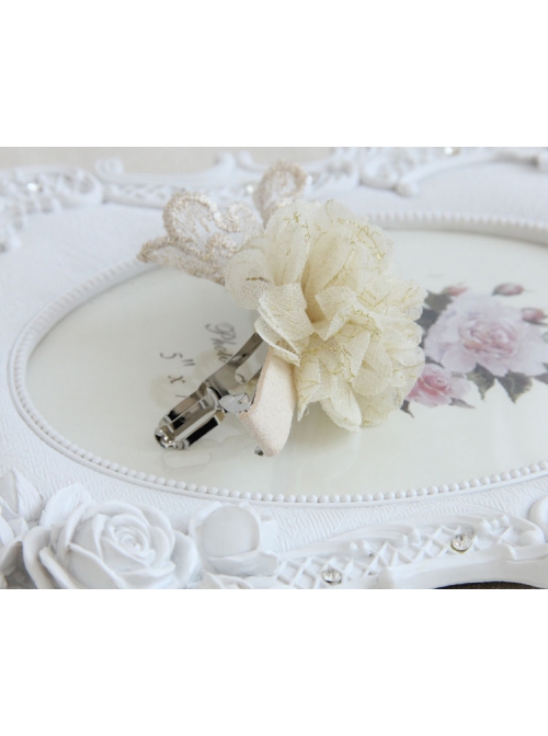 Fashion Cute Sweet White Pearl Golden Lace Female Spring Hairpin