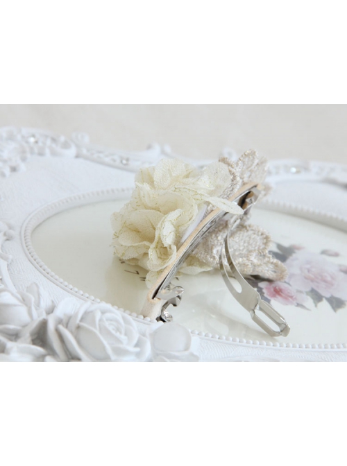 Fashion Cute Sweet White Pearl Golden Lace Female Spring Hairpin