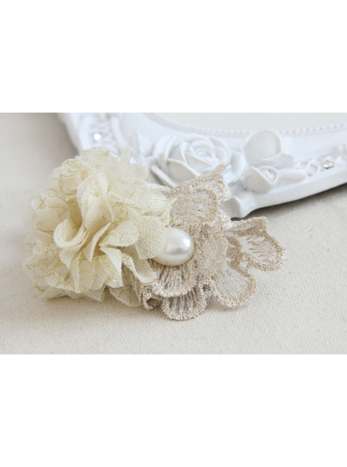 Fashion Cute Sweet White Pearl Golden Lace Female Spring Hairpin