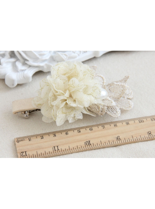Fashion Cute Sweet White Pearl Golden Lace Female Spring Hairpin