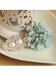 Elegant Golden Lace Blue Flowers White Pearl Fashion Beautiful Female Hairpin
